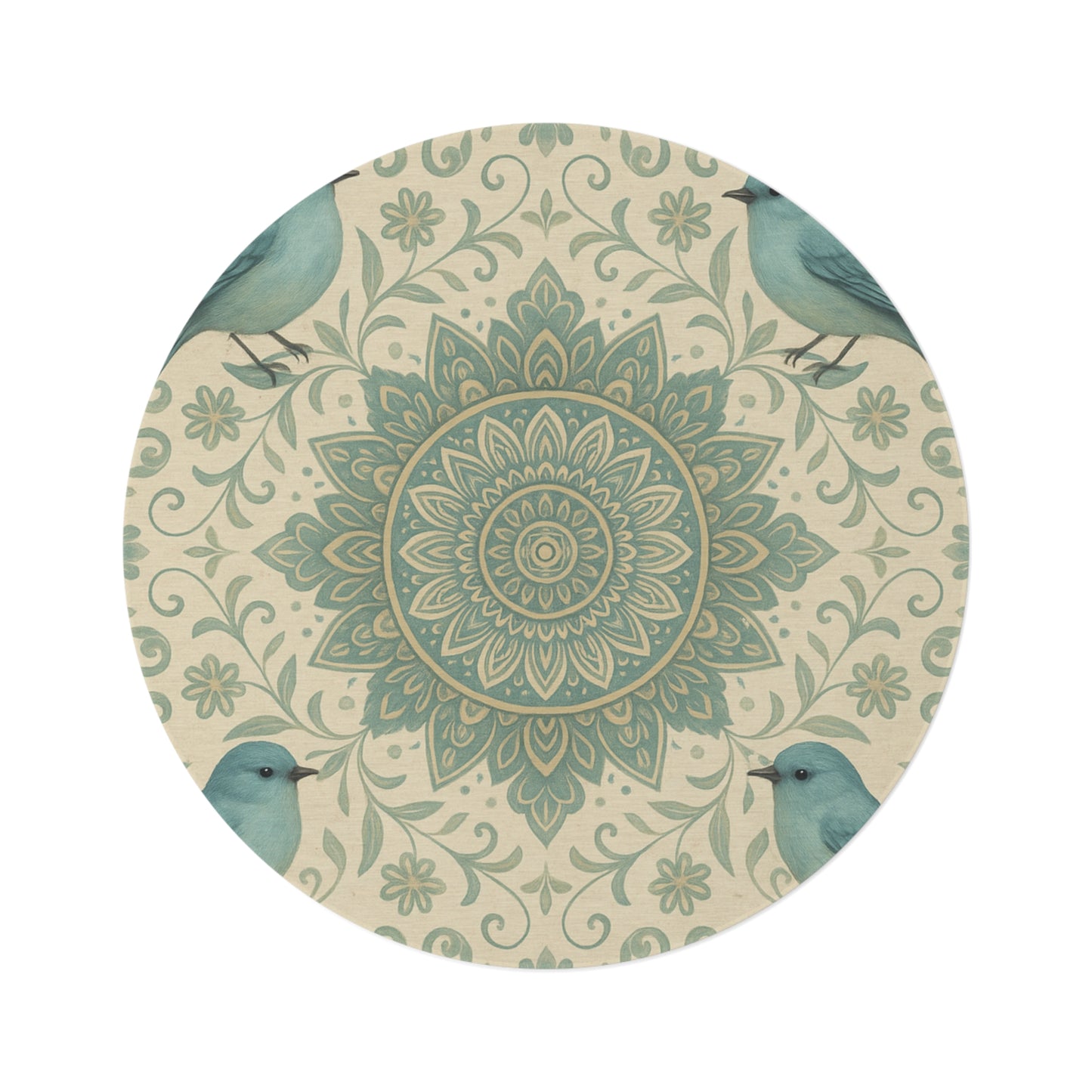 Bohemian Round Rug – Floral Mandala Design