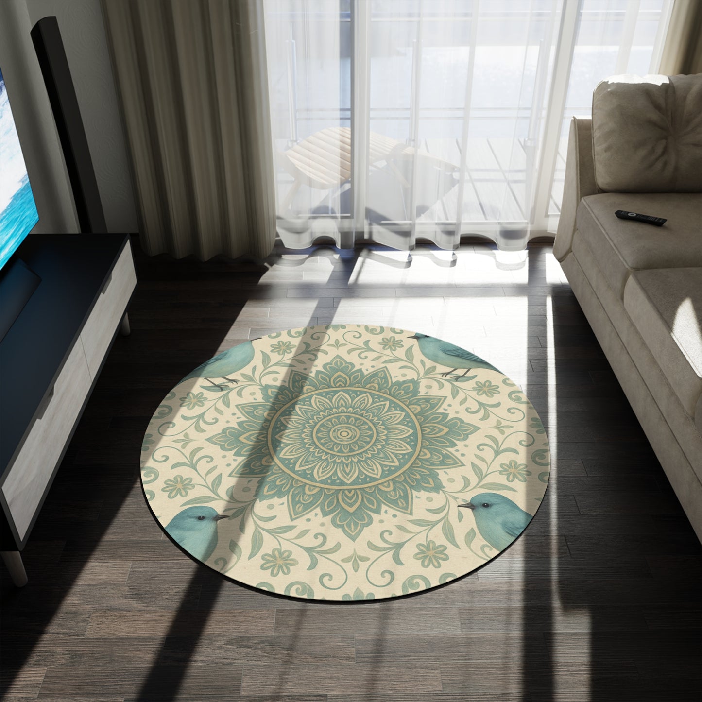 Bohemian Round Rug – Floral Mandala Design