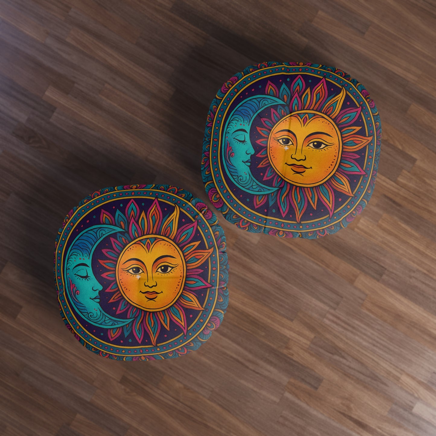 Bohemian Sun & Moon Tufted Floor Pillow