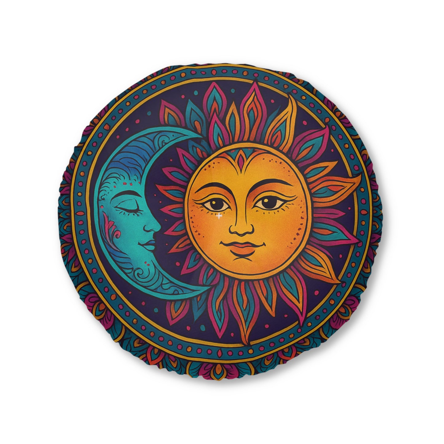 Bohemian Sun & Moon Tufted Floor Pillow