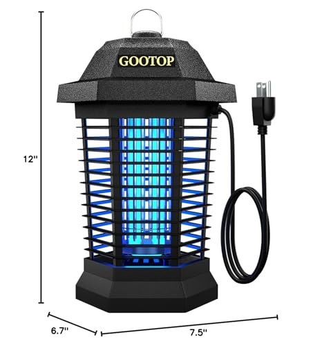 GOOTOP Bug Zapper Outdoor, Mosquito Zapper Outdoor, Electric Fly Zapper,Fly Traps, Mosquito Killer, 3 Prong Plug,Flying Insects Zapper Outdoor 90-130V, ABS Plastic Outer (Black)