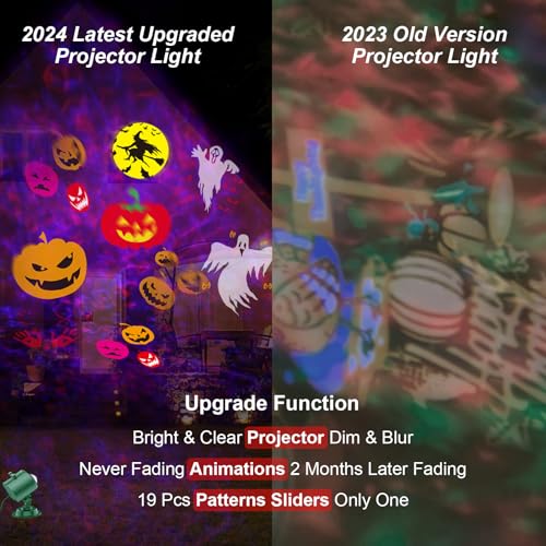 FLITI Brighter Halloween Decorations Projector Lights and Christmas Projector Outdoor 2024 Upgrade, 19HD Effects (3D Ocean Wave & Patterns), 11 Holiday Projector Home Party Light Show