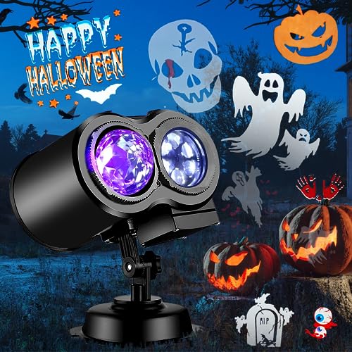 FLITI Brighter Halloween Decorations Projector Lights and Christmas Projector Outdoor 2024 Upgrade, 19HD Effects (3D Ocean Wave & Patterns), 11 Holiday Projector Home Party Light Show