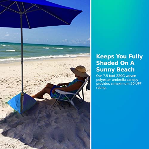BEACHBUB ALL-IN-ONE BEACH UMBRELLA SYSTEM. Includes ULTRA Base (compliant with the ASTM F3681-24 Beach Umbrella Safety Standard). (Deep Ocean Blue)