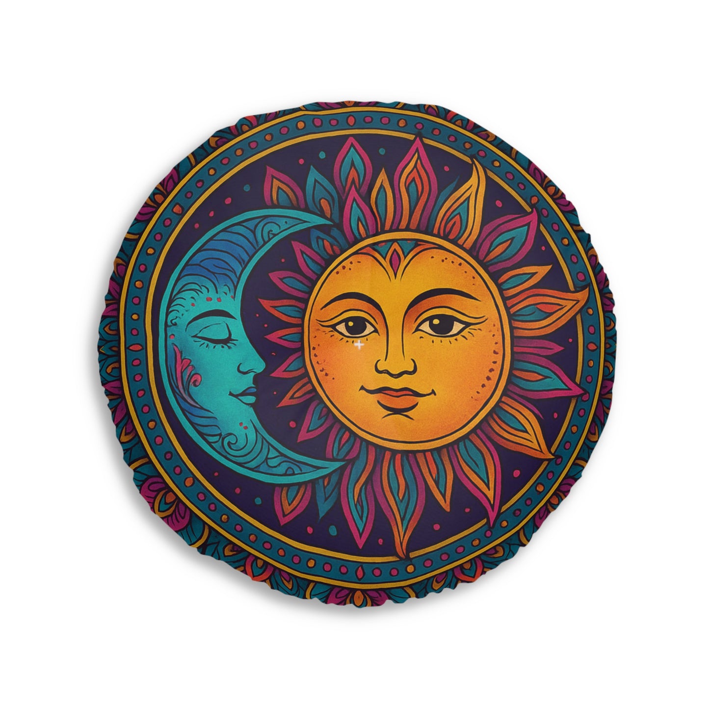 Bohemian Sun & Moon Tufted Floor Pillow