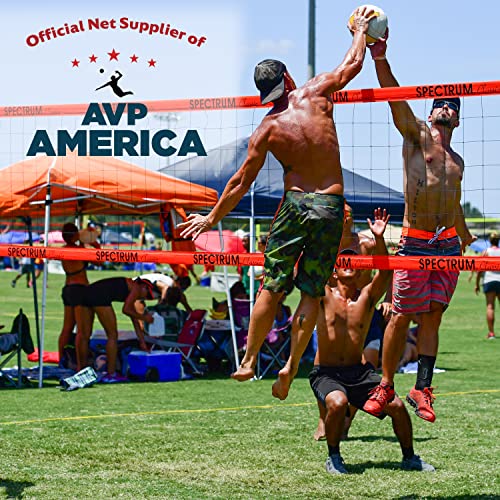 Park & Sun Sports Spectrum Classic: Adjustable Professional Outdoor Volleyball Net System, Classic Orange Net - Ideal for Beach, Grass, and Backyard Games - Durable, Easy Setup, Anti-Sag, Portable