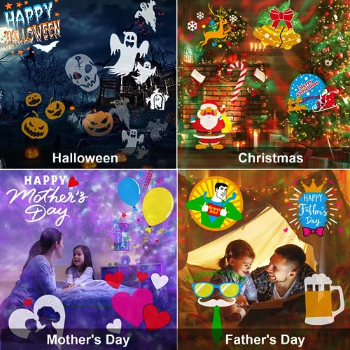 FLITI Brighter Halloween Decorations Projector Lights and Christmas Projector Outdoor 2024 Upgrade, 19HD Effects (3D Ocean Wave & Patterns), 11 Holiday Projector Home Party Light Show