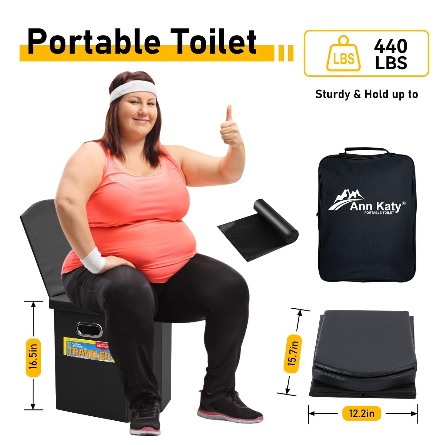 Ann Katy Portable Toilet with Pop Up Privacy Tent,XL Large Portable Toilet for Adults, Outdoor Camping Shower Tents Changing Room Emergency Folding Toilet Tent Kit with Carry Bag for Camping/Hinking…