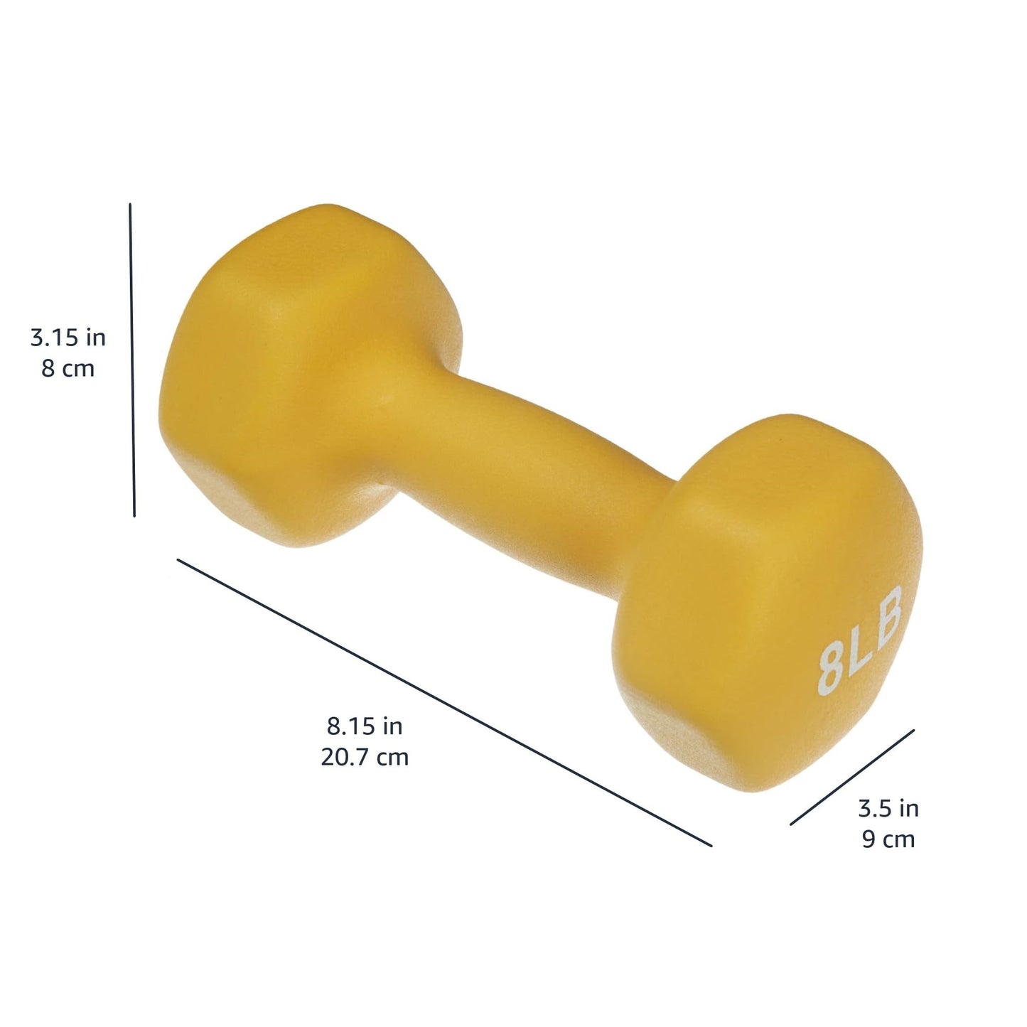 Amazon Basics Neoprene Dumbbell Hand Weights, Rack with 3 Pairs (3, 5, and 8 pound), Purple/Green/Yellow