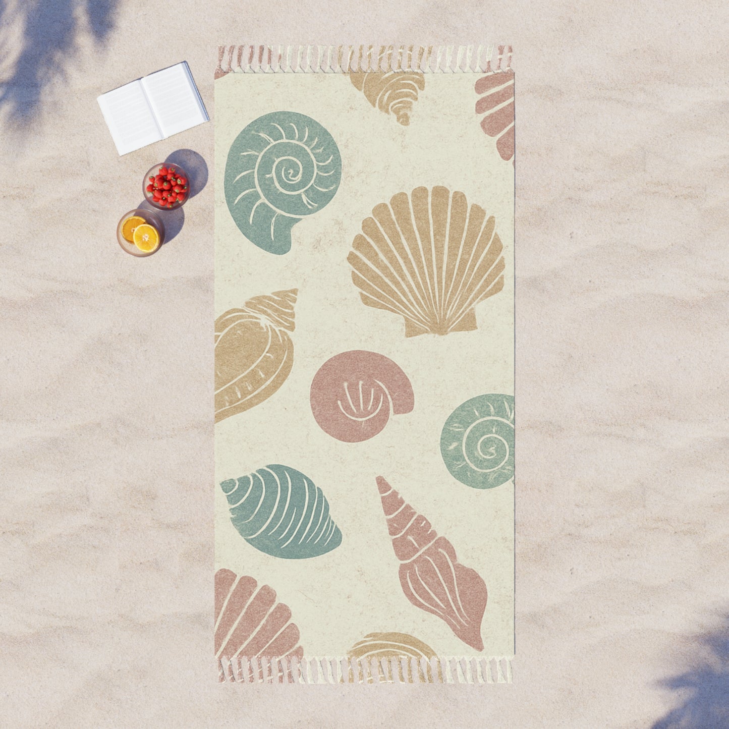 Boho Beach Towel – Shell-Inspired Design