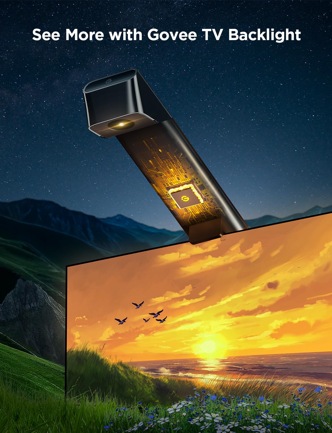 Govee TV Backlight 3 Lite with Fish-Eye Correction Function Sync to 55-65 Inch TVs, 11.8ft RGBICW Wi-Fi TV LED Backlight with Camera, 4 Colors in 1 Lamp Bead, Voice and APP Control, Adapter