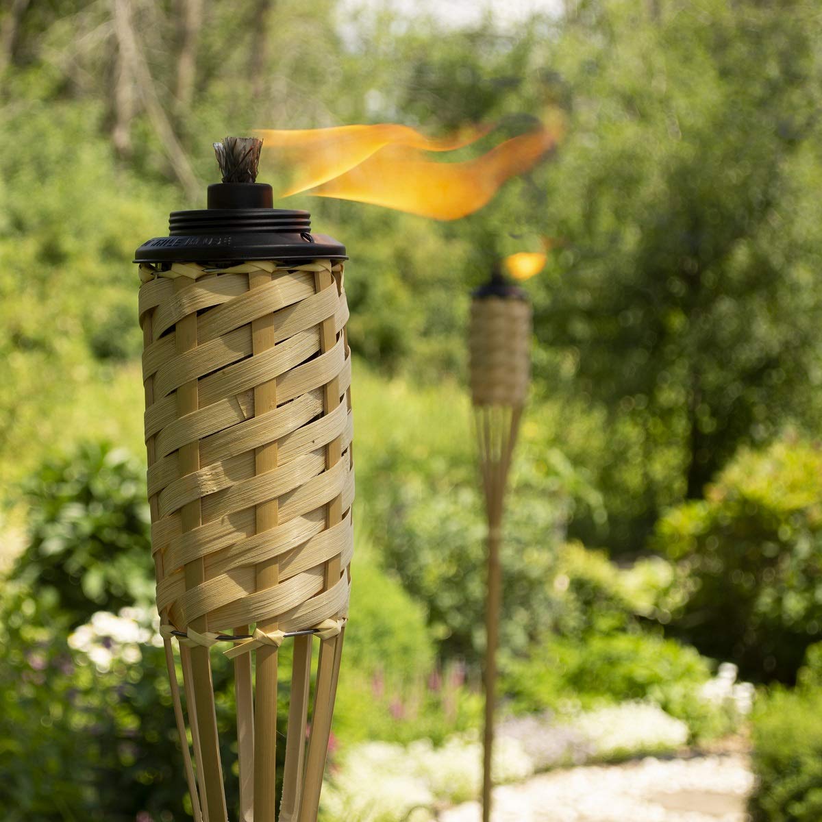 TIKI Brand Weather Resistant Coated Torch, Outdoor Décor for Home, Garden, Patio 12-Pack 57 in Bamboo, 1120116, Pack of 12, Natural,Pack of 12