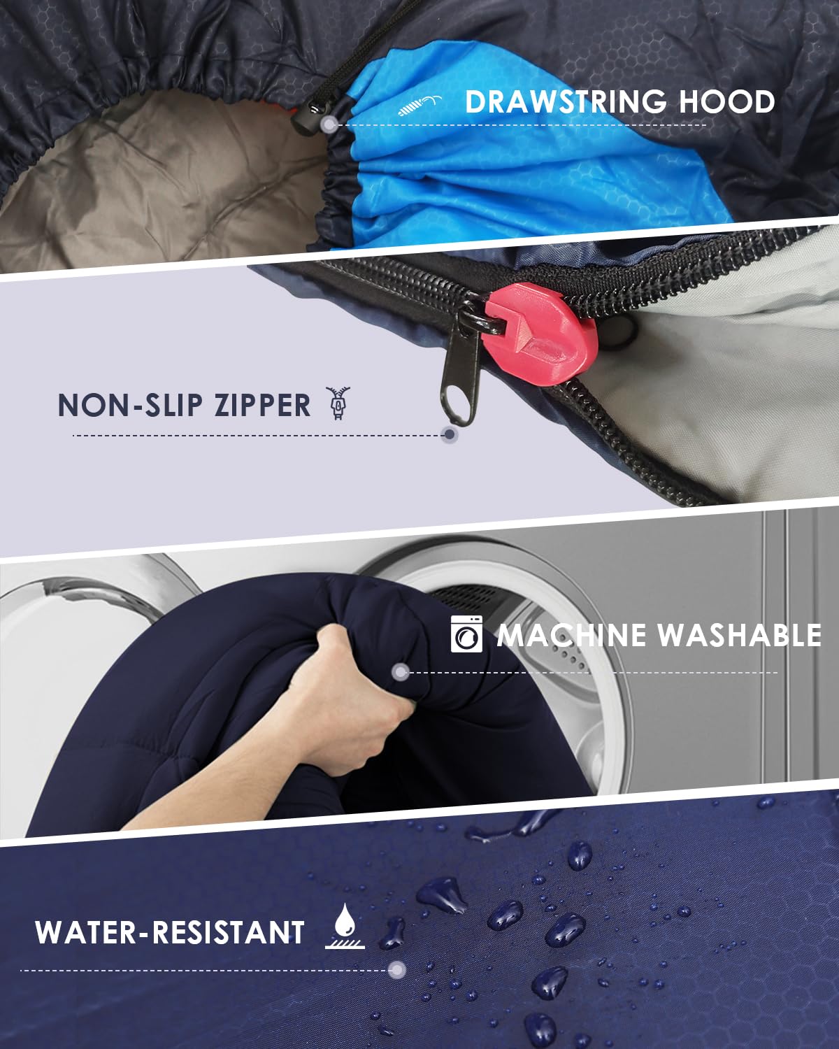 Sleeping Bags for Adults Backpacking Lightweight Waterproof- Cold Weather Sleeping Bag for Girls Boys Mens for Warm Camping Hiking Outdoor Travel Hunting with Compression Bags(Navy Blue)