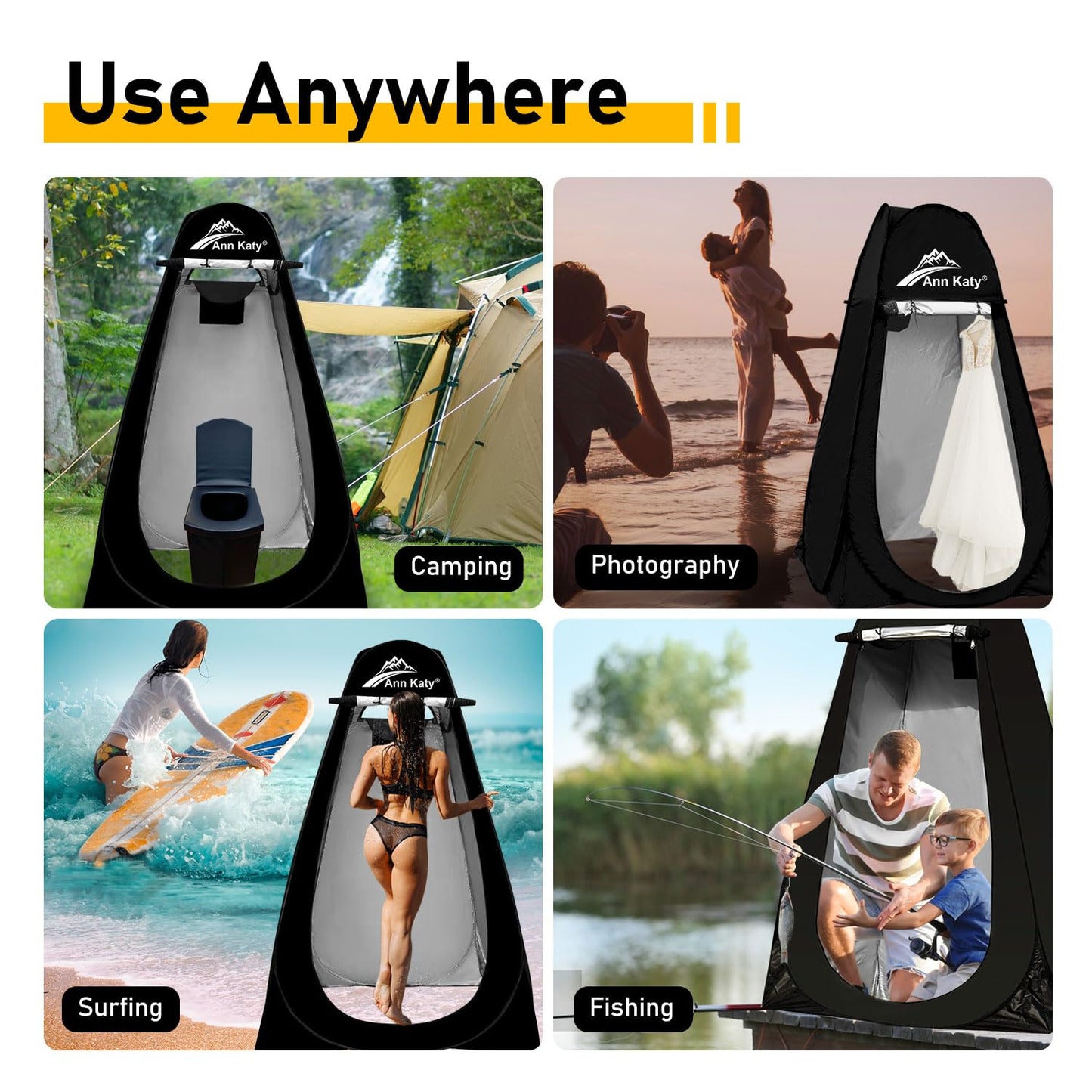 Ann Katy Portable Toilet with Pop Up Privacy Tent,XL Large Portable Toilet for Adults, Outdoor Camping Shower Tents Changing Room Emergency Folding Toilet Tent Kit with Carry Bag for Camping/Hinking…