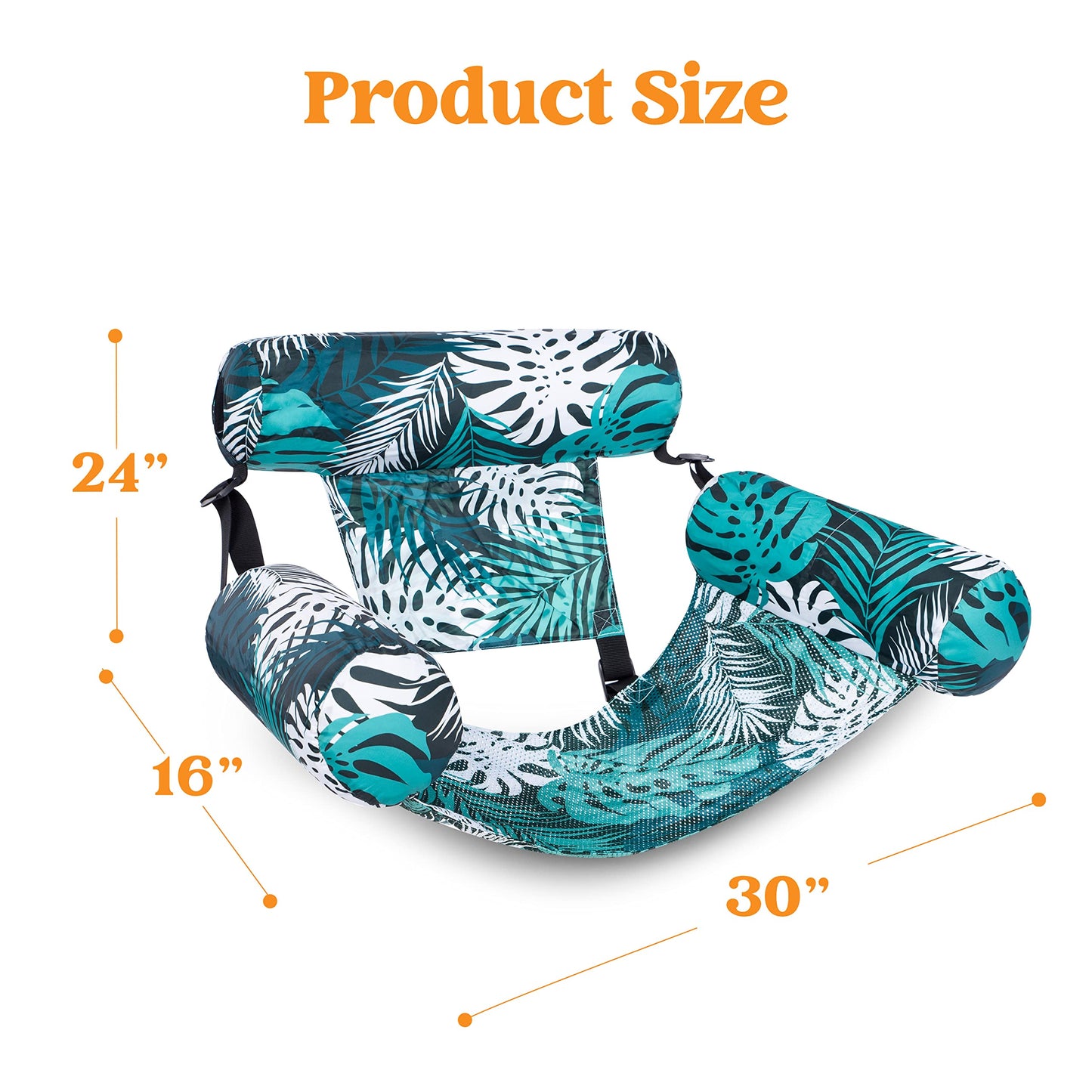 Sloosh Pool Floats Adult, 2 Packs Inflatable Pool Lounge Chairs,Blow up Hammock Pool Noodles Floats for Adults,Floating Water Chair for Pool Party Lake River Water Fun(Tropical Leaves-Green,Blue)