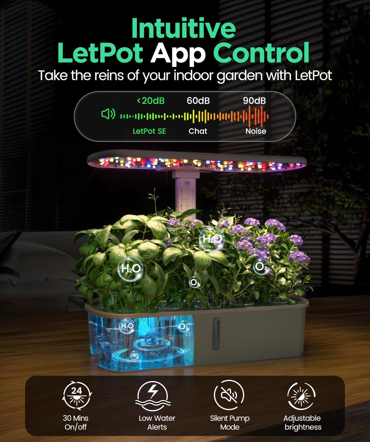 LETPOT LPH-Air Hydroponics Growing System Kits, APP & WiFi Controlled Smart Indoor Garden with 24W Grow Light Full Spectrum, 10 Pods Planter Indoor Gardening for Gifts, Kitchen, Vegetable