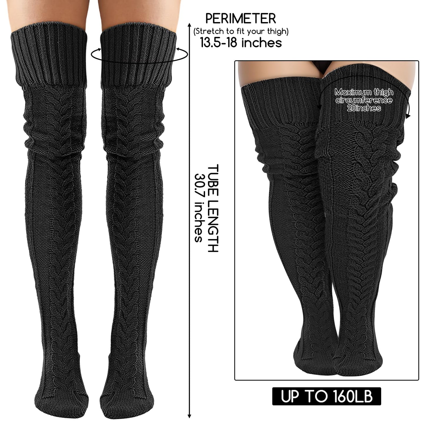 Buauty Women's Cable Knitted Boot Socks Thigh High Socks Extra Long Winter Thick Stockings Over Knee Leg Warmers Fuzzy 2024