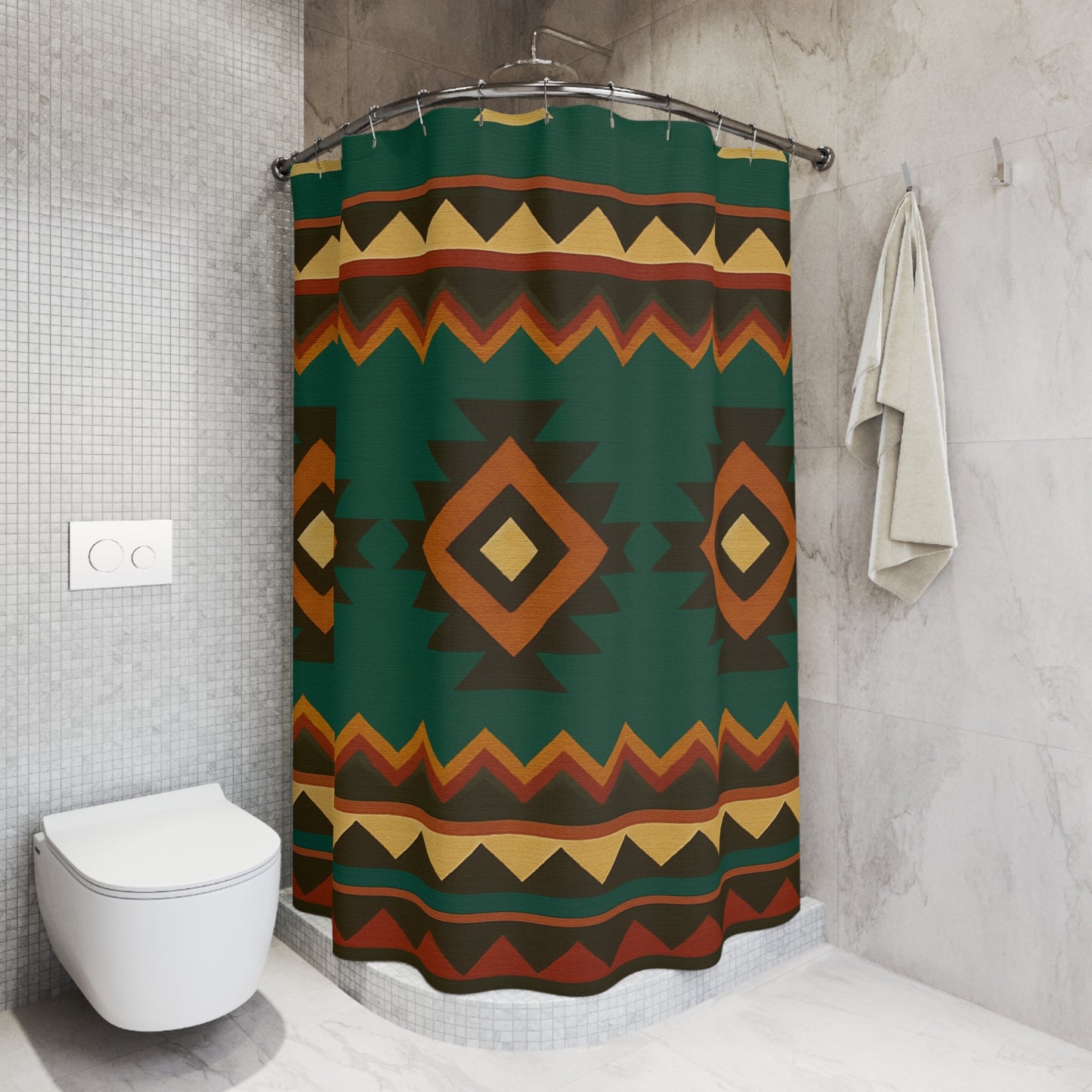Tribal Diamond Shower Curtain – Bold & Cultural Bathroom Accent