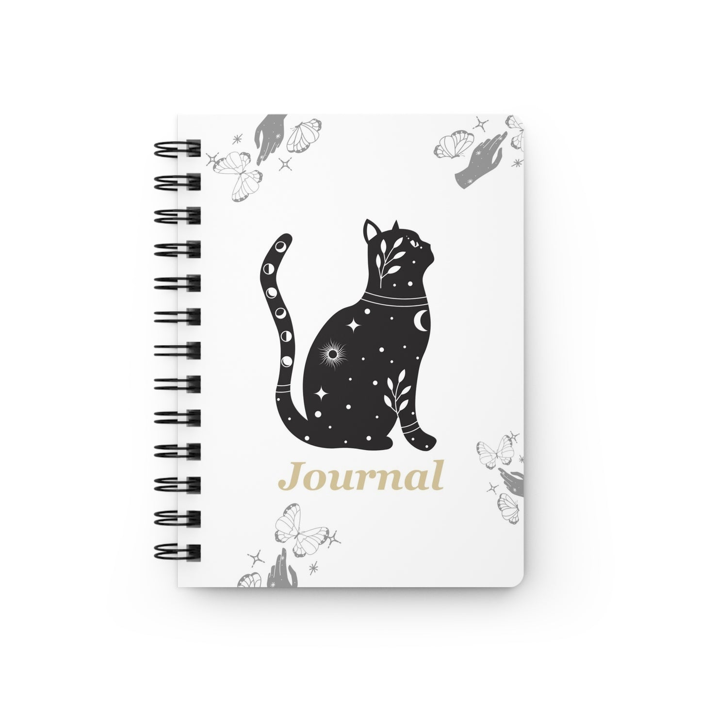 Celestial Cat Spiral Bound Journal | Dream Diary | Astrology Notebook | Butterfly Sketchbook | Gifts for Cat Lovers