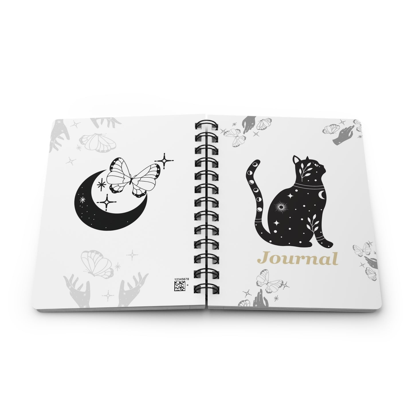 Celestial Cat Spiral Bound Journal | Dream Diary | Astrology Notebook | Butterfly Sketchbook | Gifts for Cat Lovers