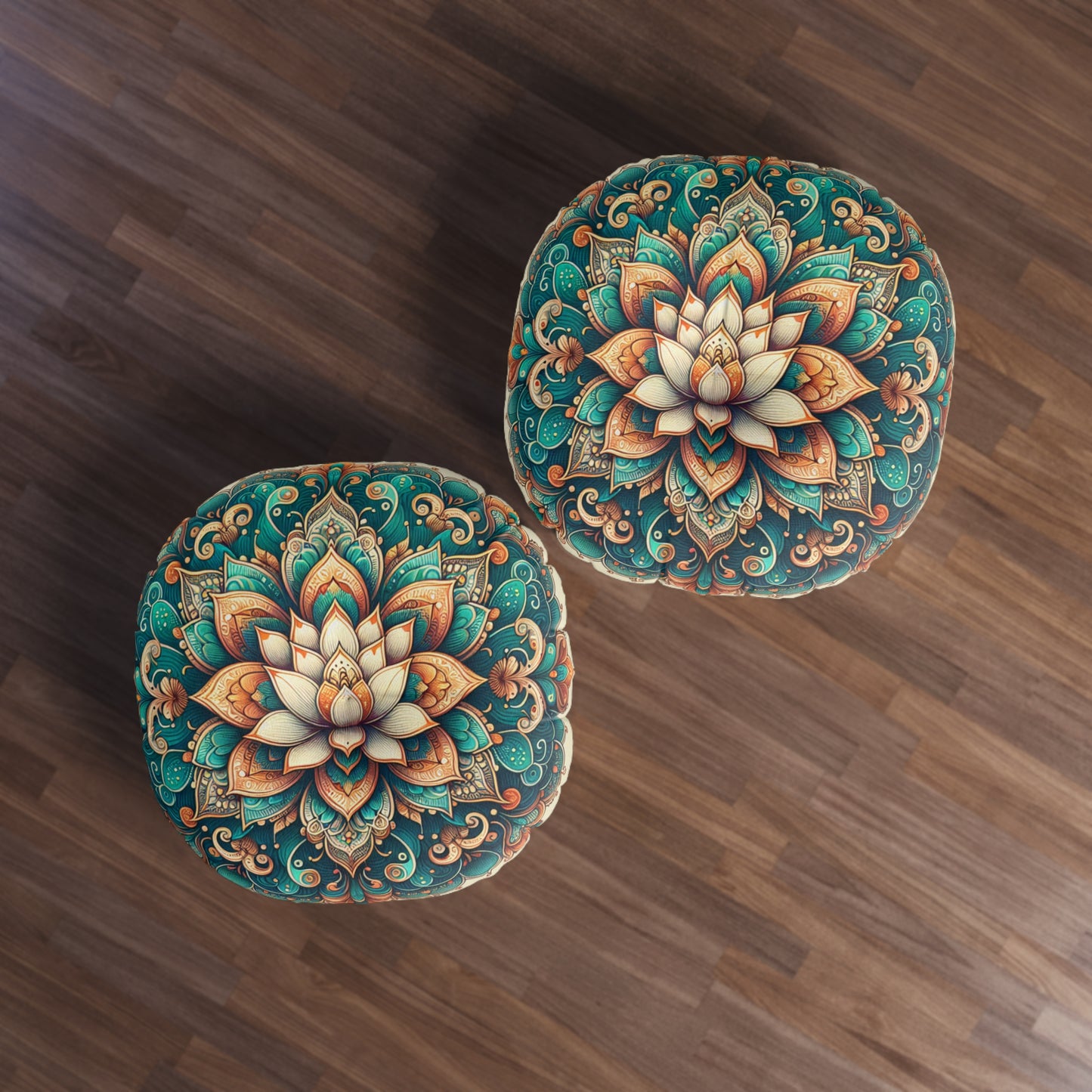 Bohemian Round Tufted Floor Pillow - Mandala Floral Design for Meditation, Home Decor, Gift, Relaxation