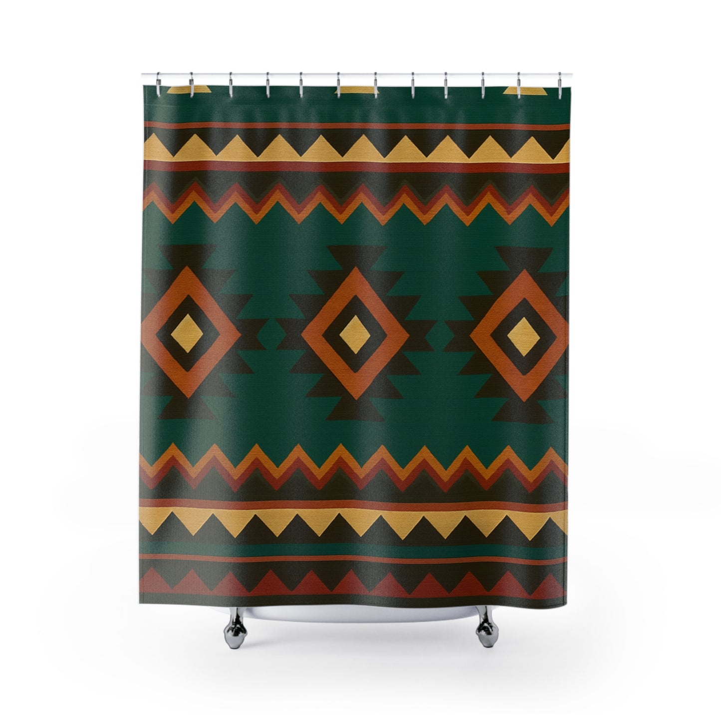 Tribal Diamond Shower Curtain – Bold & Cultural Bathroom Accent
