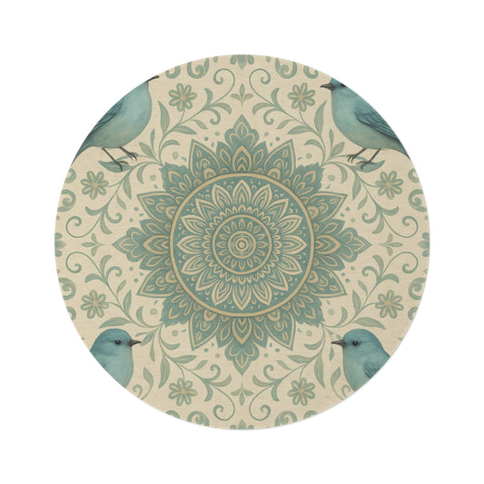 Bohemian Round Rug – Floral Mandala Design