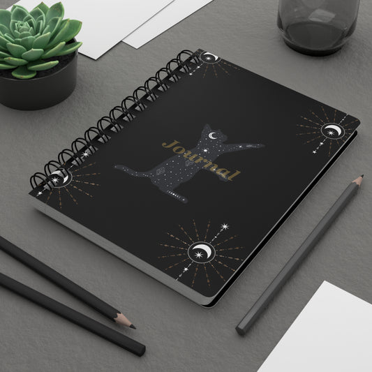Celestial Cat Spiral Bound Journal | Night Sky Notebook | Gifts for Cat Lovers | Study Planner | Art & Inspiration Journal