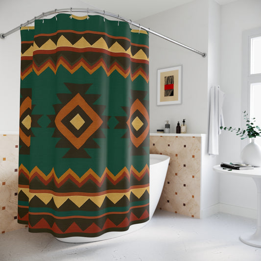 Tribal Diamond Shower Curtain – Bold & Cultural Bathroom Accent