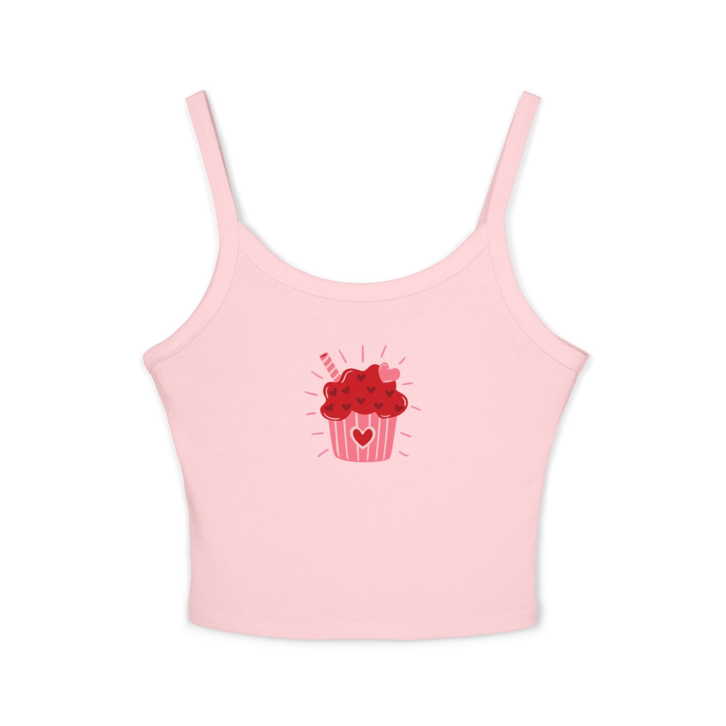 Cute Heart Cupcake Women's Spaghetti Strap Tank Top – Sweet, Stylish & Perfect for Any Occasion!