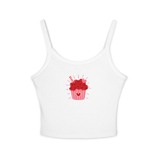 Cute Heart Cupcake Women's Spaghetti Strap Tank Top – Sweet, Stylish & Perfect for Any Occasion!