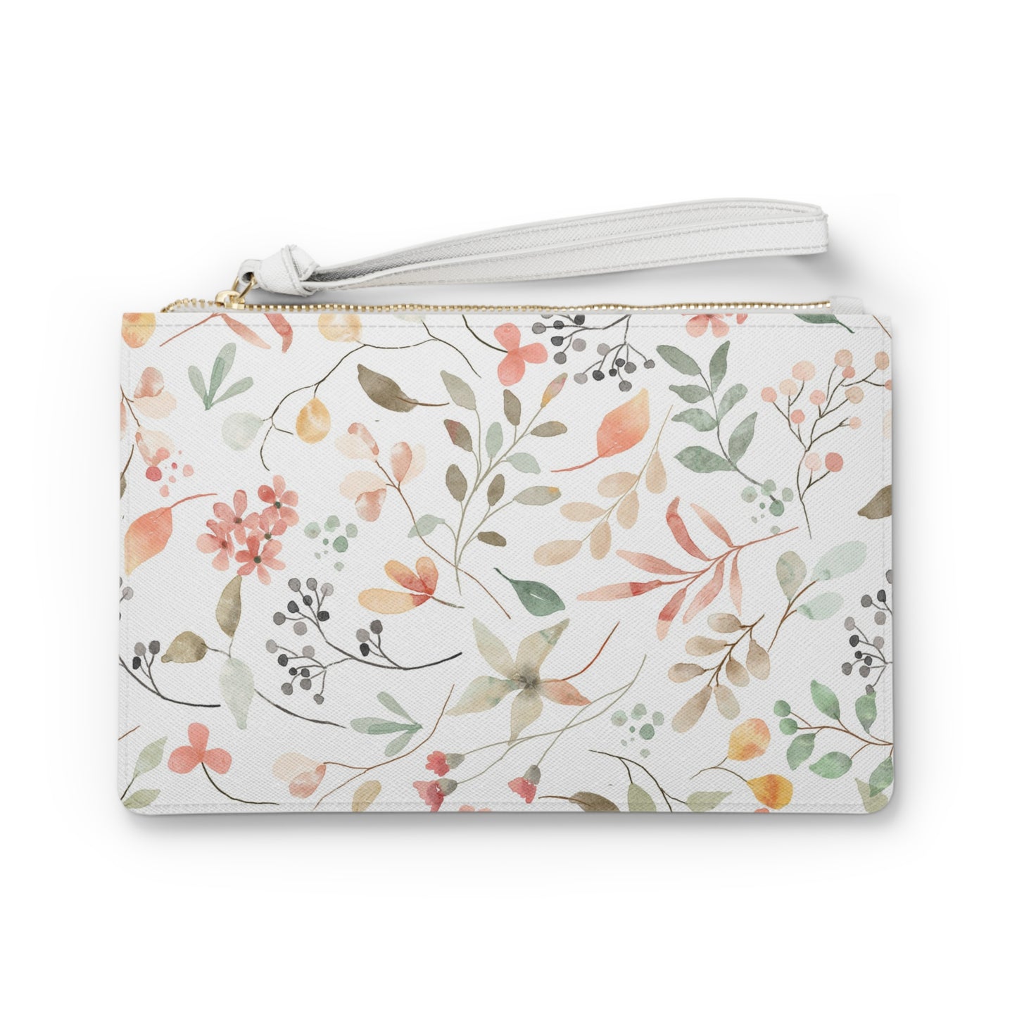 🌸 Floral Clutch Bag – Vegan Leather with Wrist Strap