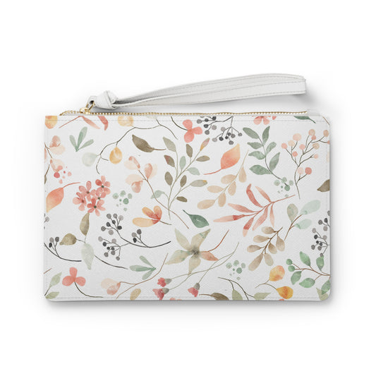 🌸 Floral Clutch Bag – Vegan Leather with Wrist Strap