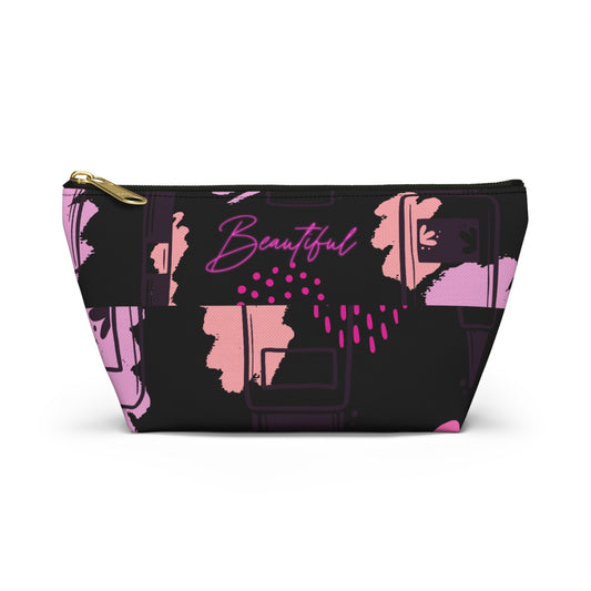 Stylish T-Bottom Accessory Pouch – 'Beautiful' Design for Everyday Elegance
