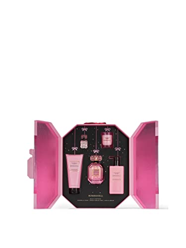 Victoria's Secret Bombshell Ultimate Fragrance 5 Piece Gift Set: 3.4oz Eau de Parfum, Mini Eau de Parfum, Candle, Lotion & Wash