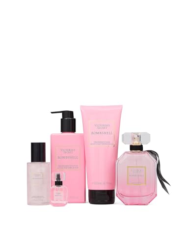 Victoria's Secret Bombshell Ultimate Fragrance 5 Piece Gift Set: 3.4oz Eau de Parfum, Mini Eau de Parfum, Candle, Lotion & Wash