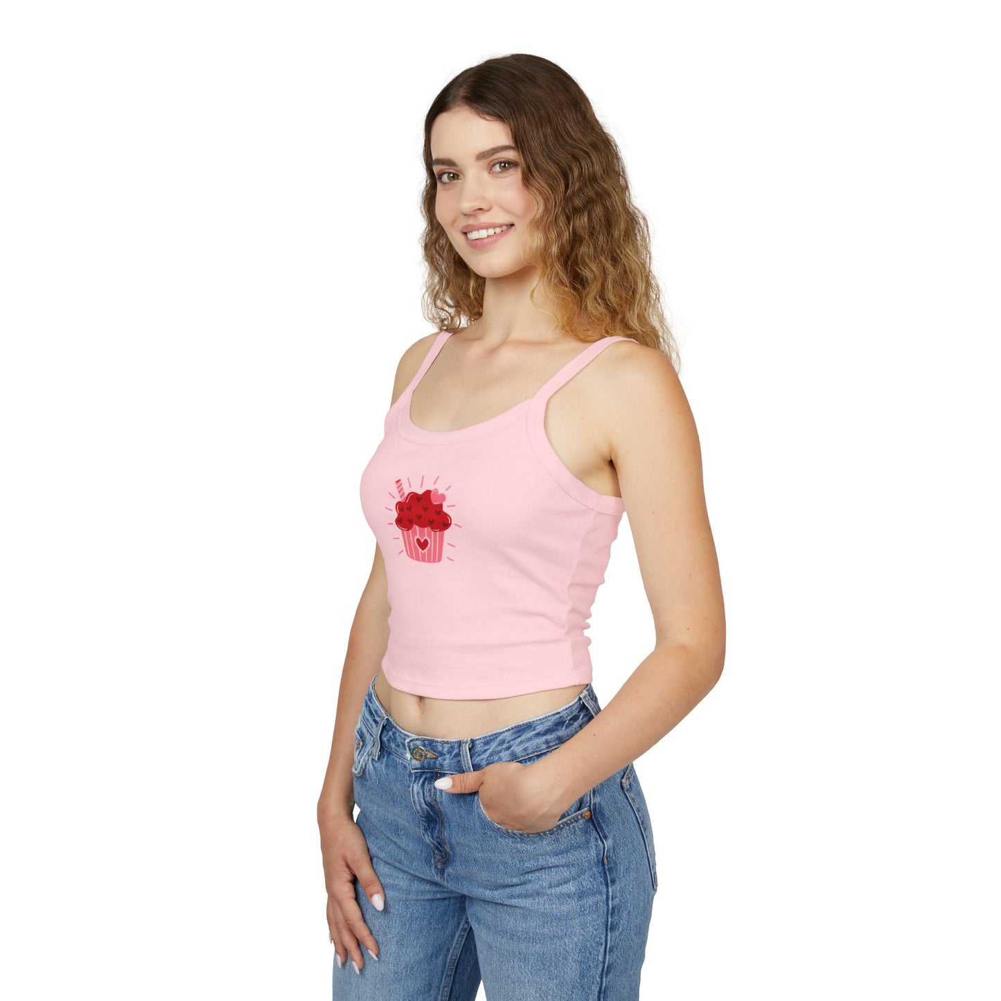 Cute Heart Cupcake Women's Spaghetti Strap Tank Top – Sweet, Stylish & Perfect for Any Occasion!