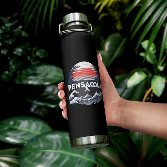 ☀️🌊 Stylish Copper Insulated Water Bottle - Pensacola X Wave Design (22oz) 🌊☀️