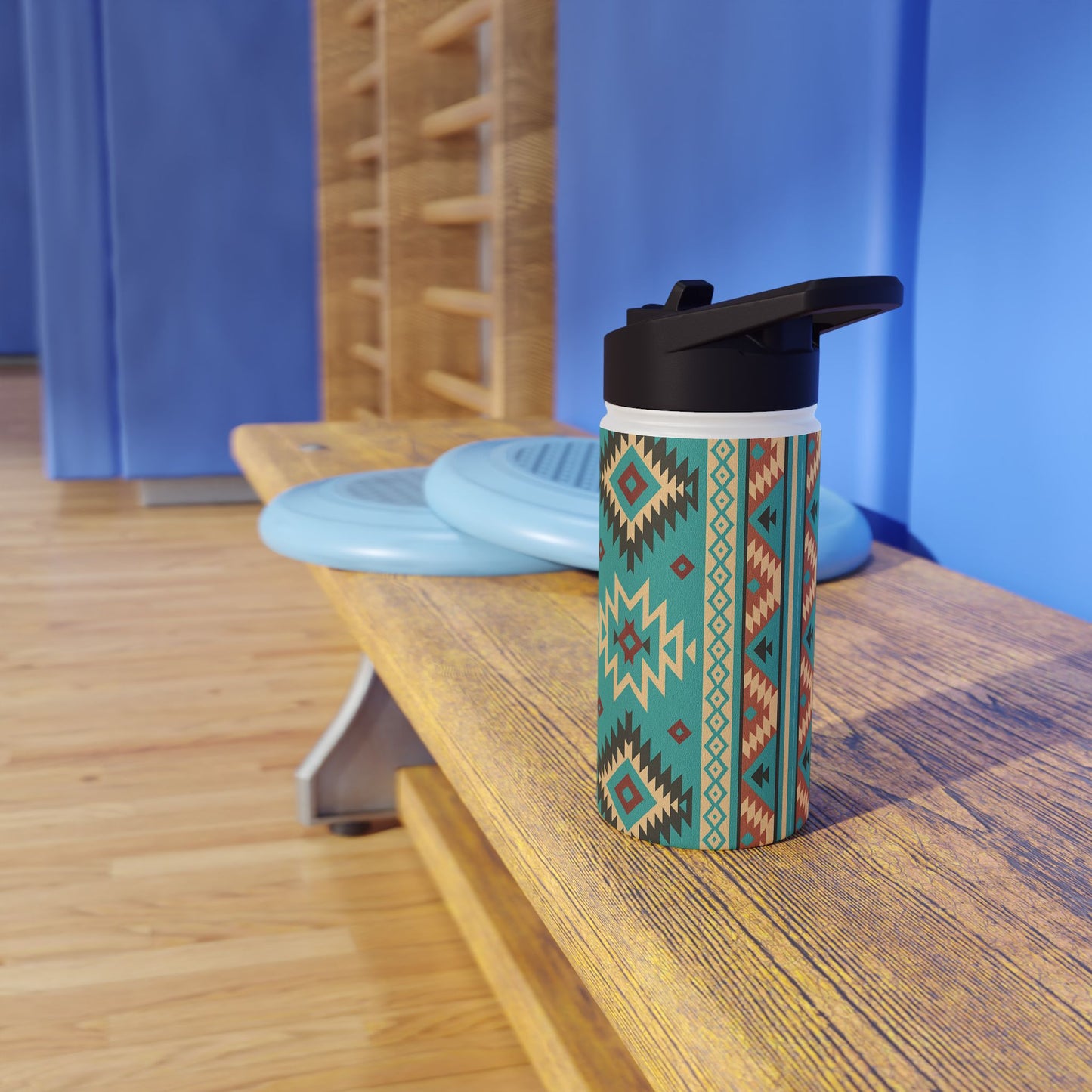 🪶 Native Print Stainless Steel Water Bottle – Standard Lid 💧