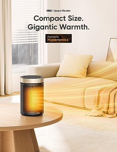 Dreo Space Heater, Portable Electric Heaters for Indoor Use with Thermostat, Digital Display, 1-12H Timer, Eco Mode and Fan Mode, 1500W PTC Ceramic Fast Safety Heat for Office Bedroom Home
