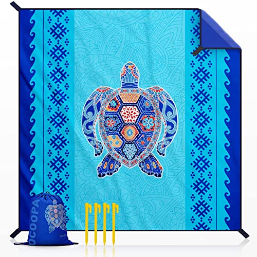 OCOOPA Beach Blanket Waterproof Sandproof, 10'X 9' Extra Large, Soft and Sturdy, Light Weight and Portable, Perfect for Beach Vacation, Famlily Park Picnic, Travel Camping, Outdoor Gifts