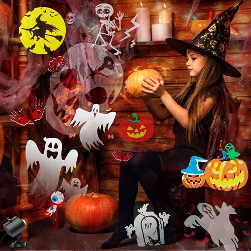 FLITI Brighter Halloween Decorations Projector Lights and Christmas Projector Outdoor 2024 Upgrade, 19HD Effects (3D Ocean Wave & Patterns), 11 Holiday Projector Home Party Light Show