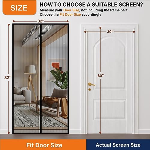 Mesh Screen with Magnetic Closure-Keeps Bugs Out Let Breeze in, Heavy Duty - Pet and Kid Friendly, Works with Front, Sliding Doors (38 x 82 Inch)