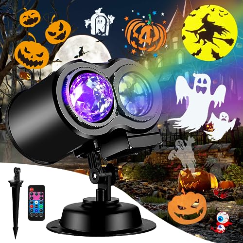 FLITI Brighter Halloween Decorations Projector Lights and Christmas Projector Outdoor 2024 Upgrade, 19HD Effects (3D Ocean Wave & Patterns), 11 Holiday Projector Home Party Light Show