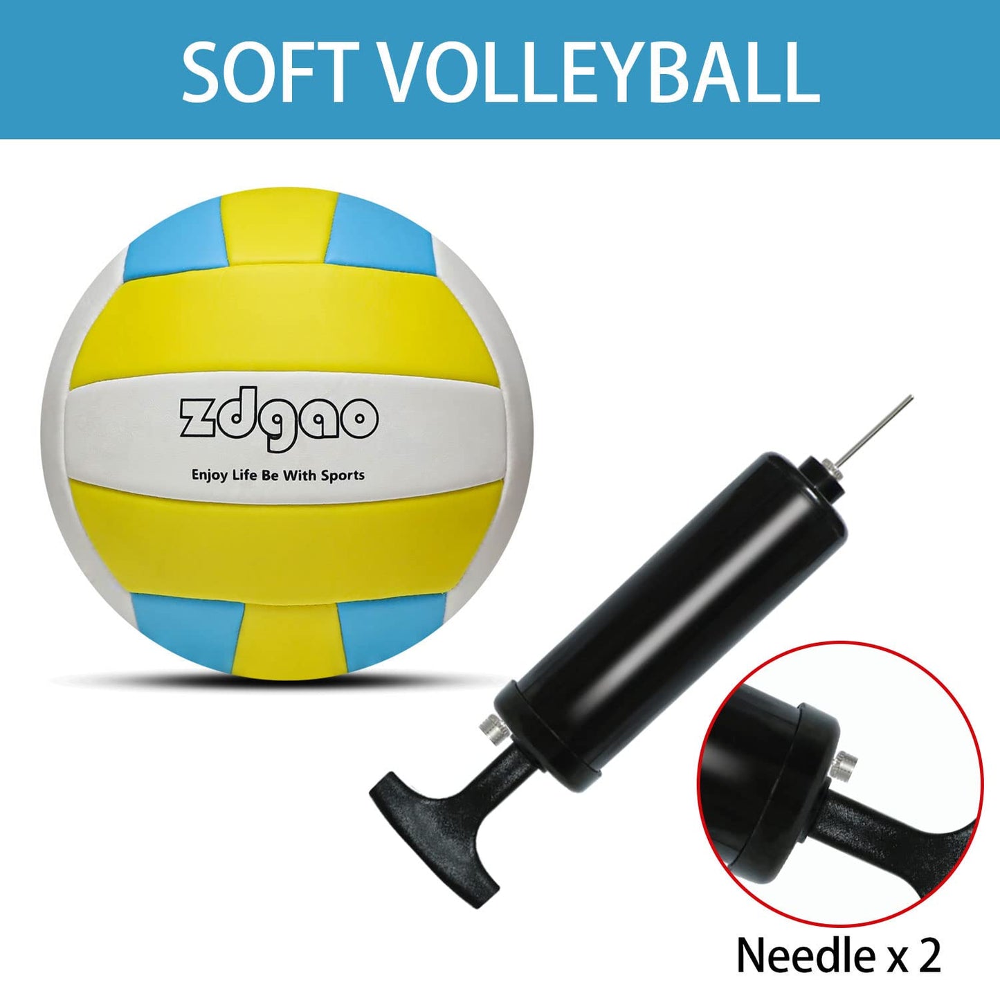 Outdoor Portable Volleyball Net System - Adjustable Height Poles with Soft Volleyball Ball, Pump, Hammer, Boundary Line, and Carry Bag for Backyard, Beach, Lawn