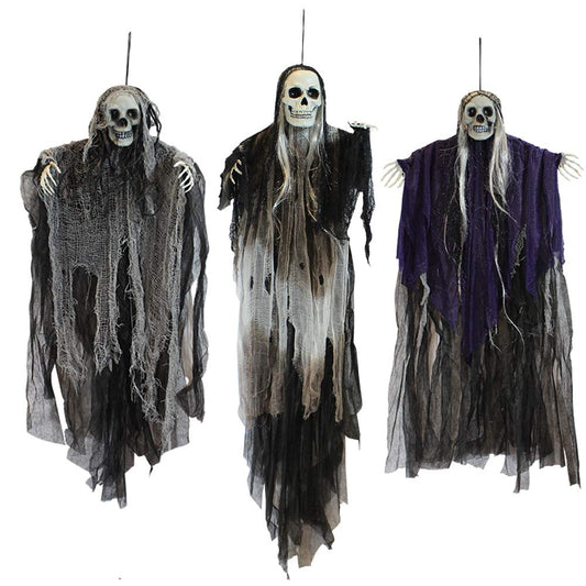 JOYIN 3 Pack Hanging Halloween Skeleton Ghosts Decorations, Grim Reapers for Best Halloween Outdoor Decorations