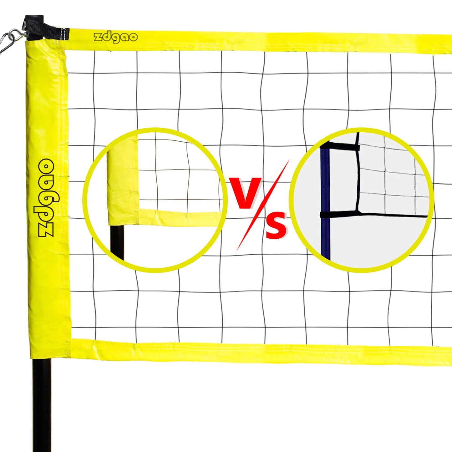 Outdoor Portable Volleyball Net System - Adjustable Height Poles with Soft Volleyball Ball, Pump, Hammer, Boundary Line, and Carry Bag for Backyard, Beach, Lawn