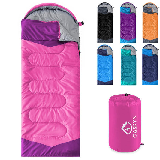 oaskys Camping Sleeping Bag - 3 Season Warm & Cool Weather - Summer Spring Fall Lightweight Waterproof for Adults Kids - Camping Gear Equipment, Traveling, and Outdoors