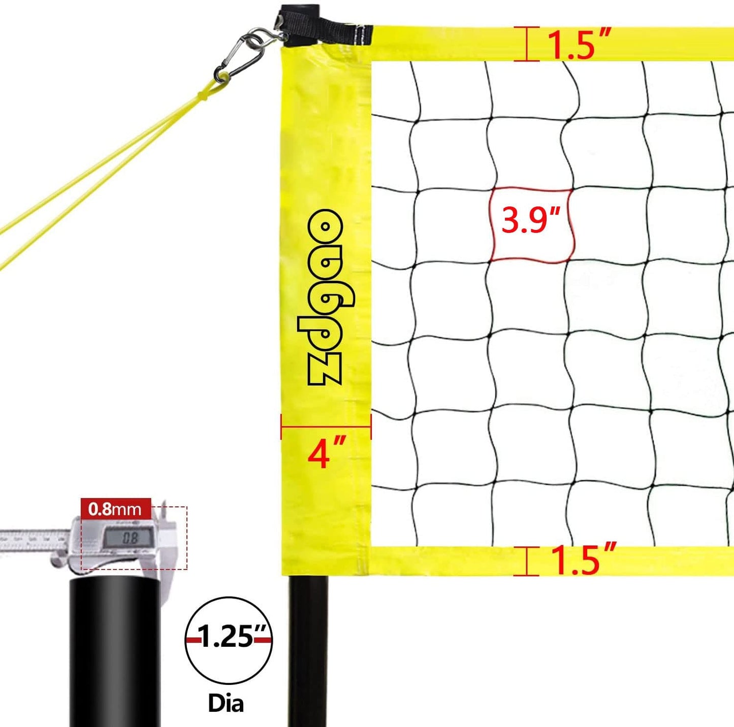 Outdoor Portable Volleyball Net System - Adjustable Height Poles with Soft Volleyball Ball, Pump, Hammer, Boundary Line, and Carry Bag for Backyard, Beach, Lawn