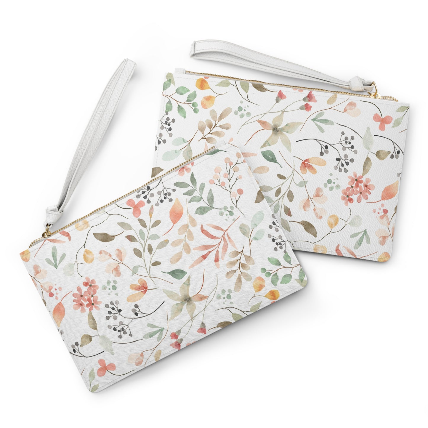 🌸 Floral Clutch Bag – Vegan Leather with Wrist Strap